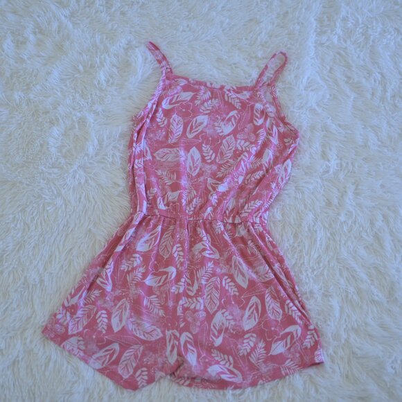One Step Up Romper Girls Medium Pink Tropical Tie-Waist Size 10/12 - Picture 2 of 3